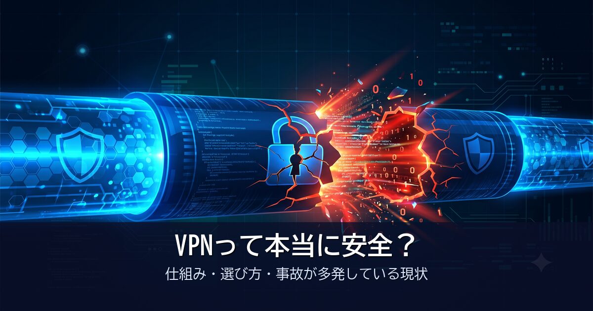 VPNって本当に安全？ 仕組み・選び方・事故が多発している現状 アイキャッチ